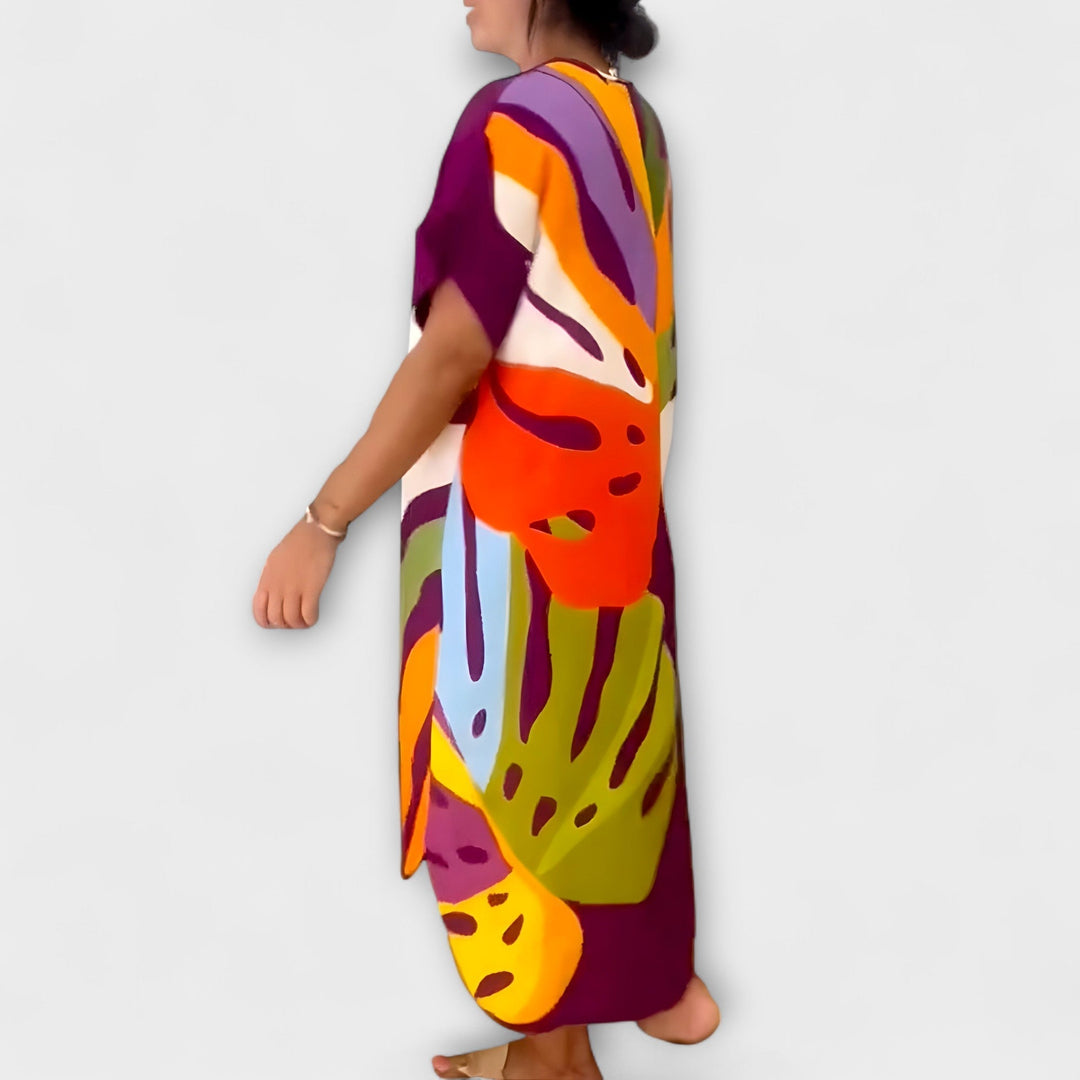 Roos - Ležérní šaty s barevným potiskem listů