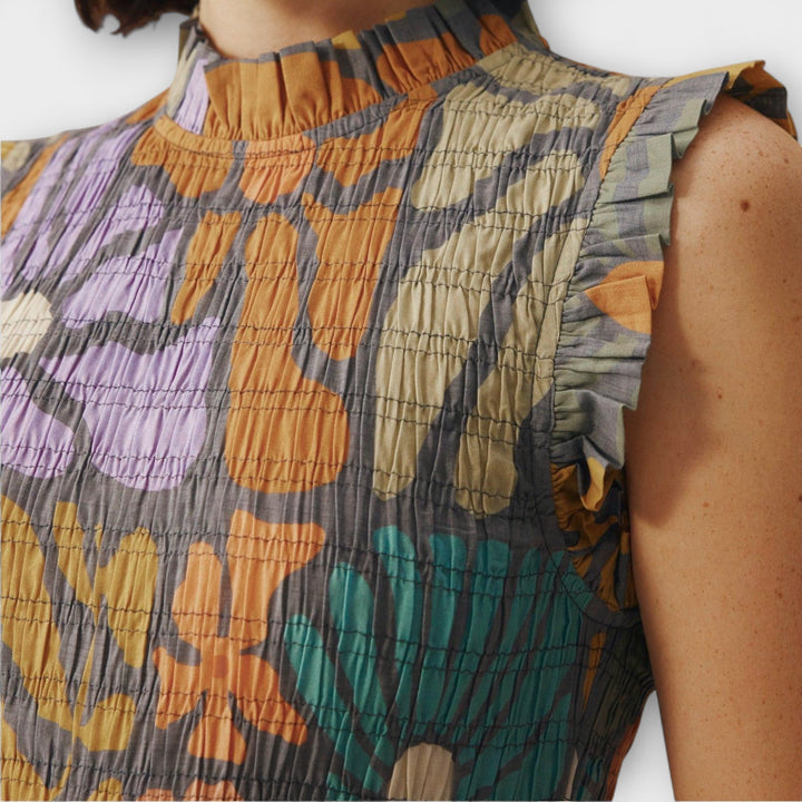 Vícebarevné botanické midi šaty