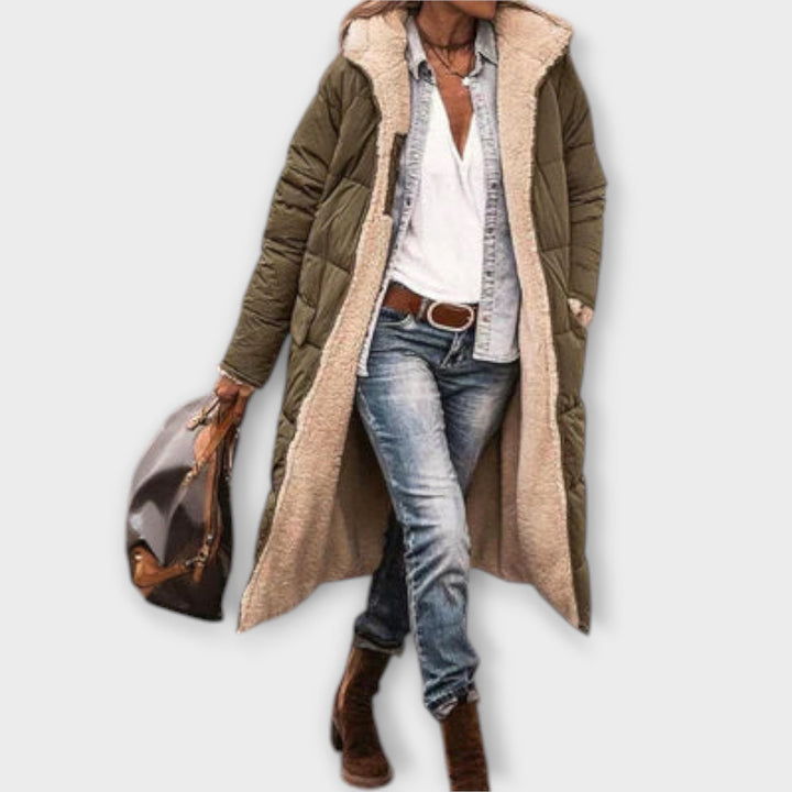 Kora - Pohodlný Kabát S Kožešinou