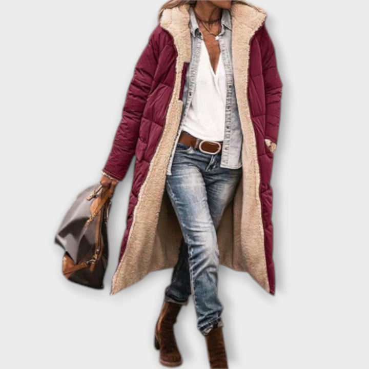 Kora - Pohodlný Kabát S Kožešinou