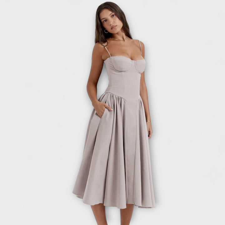 Rosalie - Elegantní bezrukávový korzetový šaty